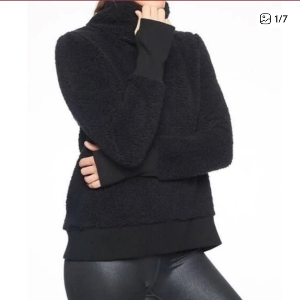 Athleta Black Sherpa Funnel Neck Sweater